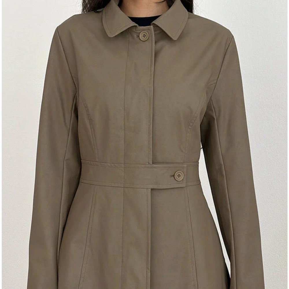 Motel rocks Riku Coat In PU Mushroom - Picture 4 of 7